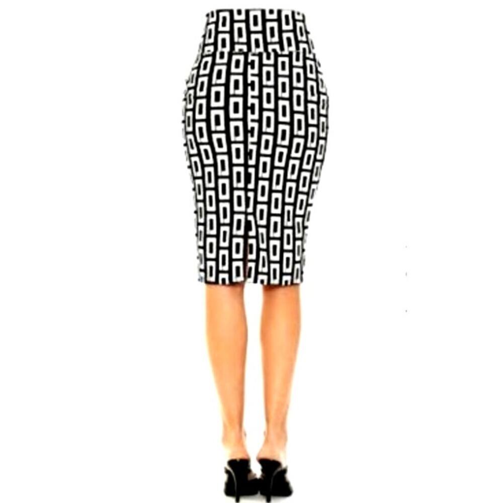 Ashley Stewart High Waist Geometric Black & White Pencil Office Skirt Size 18/20 - Picture 2 of 7